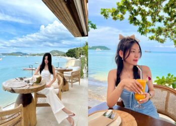 泰國美食｜蘇梅島必追的網美打卡餐廳-蔚藍海面、月牙沙灘、懸崖美景和浪漫白色紗帳-一次全都擁有